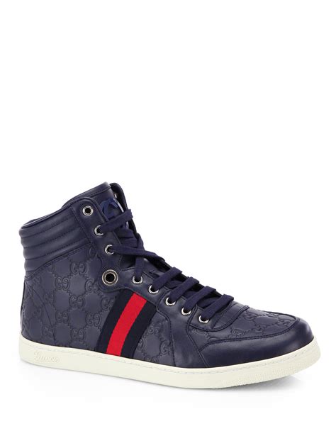 blue gucci high top shoes|Gucci high top sneakers men's.